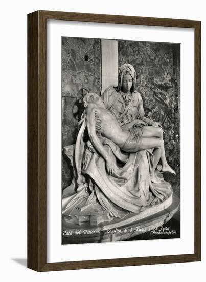 Pieta by Michelangelo Buonarroti, black and white photo-Michelangelo Buonarroti-Framed Giclee Print