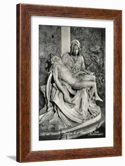 Pieta by Michelangelo Buonarroti, black and white photo-Michelangelo Buonarroti-Framed Giclee Print