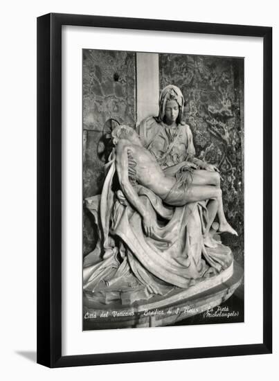 Pieta by Michelangelo Buonarroti, black and white photo-Michelangelo Buonarroti-Framed Giclee Print