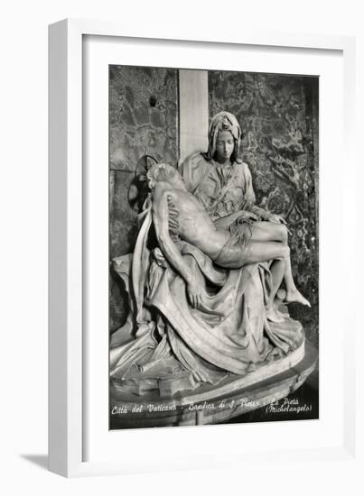 Pieta by Michelangelo Buonarroti, black and white photo-Michelangelo Buonarroti-Framed Giclee Print