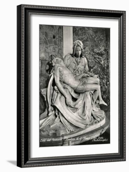 Pieta by Michelangelo Buonarroti, black and white photo-Michelangelo Buonarroti-Framed Giclee Print