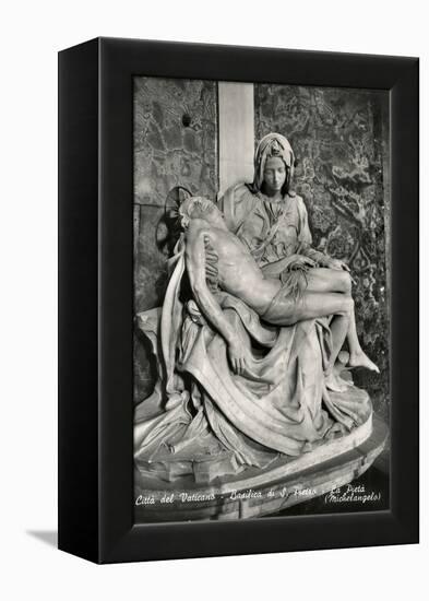 Pieta by Michelangelo Buonarroti, black and white photo-Michelangelo Buonarroti-Framed Premier Image Canvas