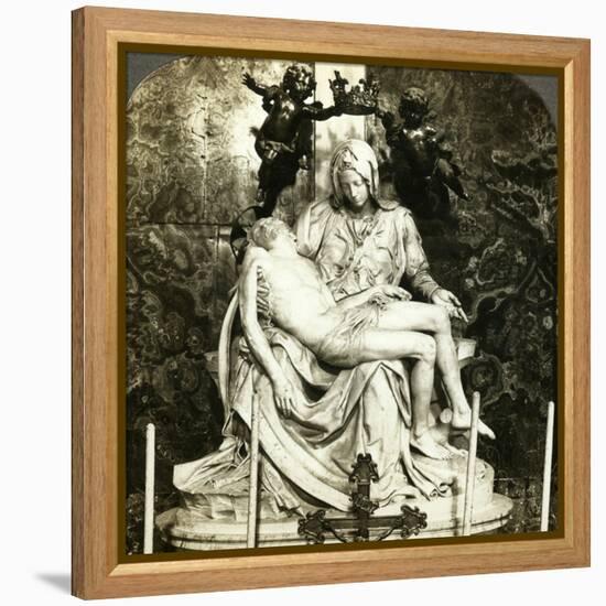 Pieta by Michelangelo, St Peter's Basilica, Rome, Italy-Underwood & Underwood-Framed Premier Image Canvas