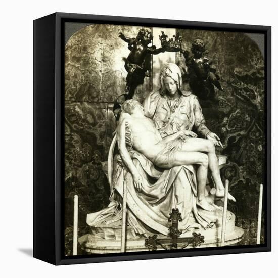 Pieta by Michelangelo, St Peter's Basilica, Rome, Italy-Underwood & Underwood-Framed Premier Image Canvas