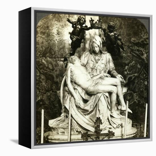 Pieta by Michelangelo, St Peter's Basilica, Rome, Italy-Underwood & Underwood-Framed Premier Image Canvas