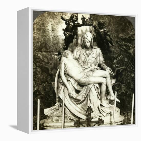 Pieta by Michelangelo, St Peter's Basilica, Rome, Italy-Underwood & Underwood-Framed Premier Image Canvas