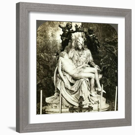 Pieta by Michelangelo, St Peter's Basilica, Rome, Italy-Underwood & Underwood-Framed Photographic Print