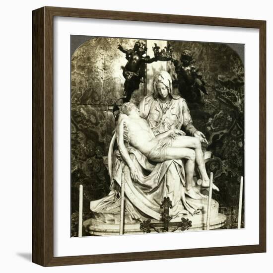 Pieta by Michelangelo, St Peter's Basilica, Rome, Italy-Underwood & Underwood-Framed Photographic Print