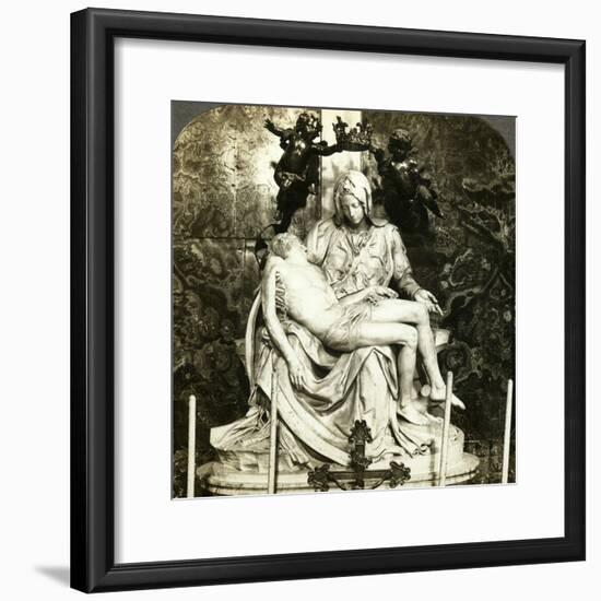 Pieta by Michelangelo, St Peter's Basilica, Rome, Italy-Underwood & Underwood-Framed Photographic Print