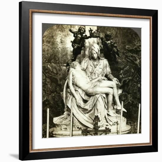 Pieta by Michelangelo, St Peter's Basilica, Rome, Italy-Underwood & Underwood-Framed Photographic Print