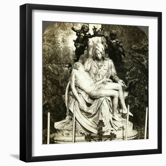 Pieta by Michelangelo, St Peter's Basilica, Rome, Italy-Underwood & Underwood-Framed Photographic Print