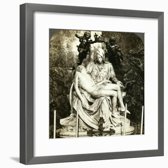 Pieta by Michelangelo, St Peter's Basilica, Rome, Italy-Underwood & Underwood-Framed Photographic Print