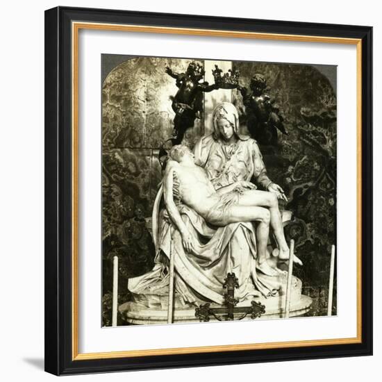 Pieta by Michelangelo, St Peter's Basilica, Rome, Italy-Underwood & Underwood-Framed Photographic Print