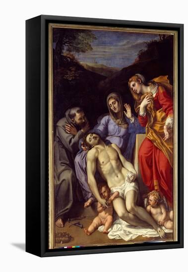 Pieta with Saint Francois of Assisi and Saint Mary Magdalene, 1602 (Oil on Canvas)-Annibale Carracci-Framed Premier Image Canvas