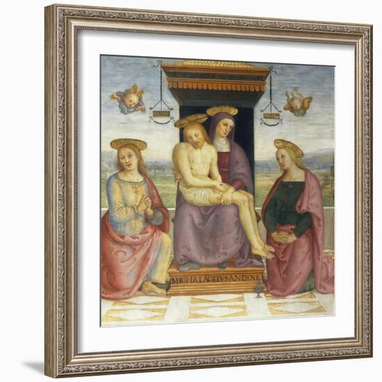 Pieta with Saints John and Mary Magdalene-Pietro Perugino-Framed Giclee Print