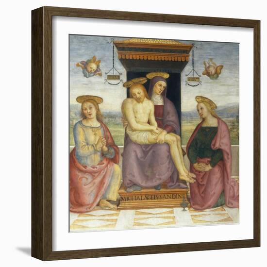 Pieta with Saints John and Mary Magdalene-Pietro Perugino-Framed Giclee Print