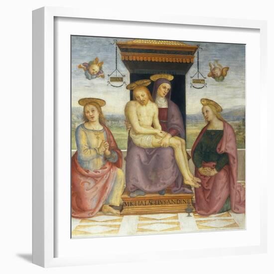 Pieta with Saints John and Mary Magdalene-Pietro Perugino-Framed Giclee Print