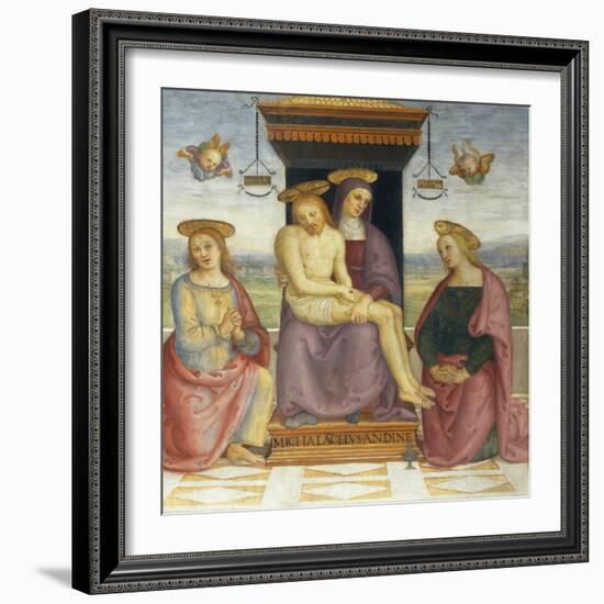 Pieta with Saints John and Mary Magdalene-Pietro Perugino-Framed Giclee Print