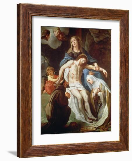 Pieta with St. Francis of Assisi (C.1181-1226) and St. Elizabeth of Hungary (1207-31)-Gaspar de Crayer-Framed Premium Giclee Print