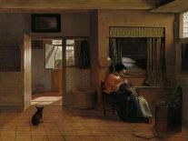Two Soldiers and a Woman Drinking in a Courtyard-Pieter de Hooch-Giclee Print