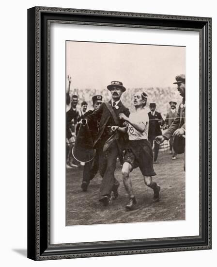 Pietri Dorando of Italy Wins the Marathon from Windsor to the Olympic Stadium-null-Framed Photographic Print