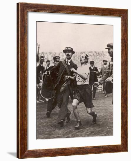 Pietri Dorando of Italy Wins the Marathon from Windsor to the Olympic Stadium-null-Framed Photographic Print