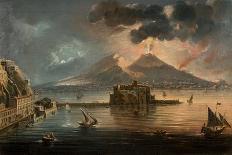 Naples at Night with Vesuvius Erupting-Pietro Antoniani-Framed Premier Image Canvas