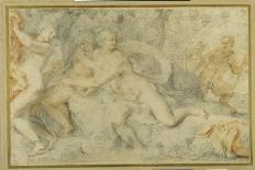 Pan and a Companion Surprise Three Nymphs Bathing-Pietro da Pietri-Laminated Giclee Print