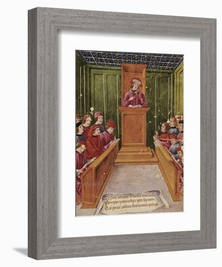 Pietro Da Unzola Lecturing from Legal Text to Pupils During Law Lecture at the University of Bologn-null-Framed Giclee Print