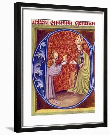 Pietro De Crescenzi Presenting a Copy of His Agricultural Treatise to King Charles IV of Bohemia-null-Framed Giclee Print