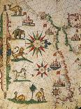 Nautical Chart of Northern Africa with Depiction of Animals and Wind Rose-Pietro Giovanni Prunus-Giclee Print
