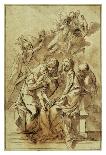 Holy Family with Saint Anne (recto); Figure Sketches (verso)-Pietro Testa-Art Print