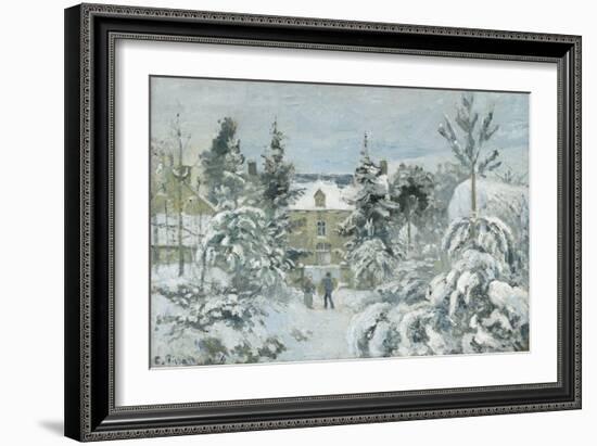 Piette's House at Montfoucault, 1874 (Oil on Canvas)-Camille Pissarro-Framed Giclee Print