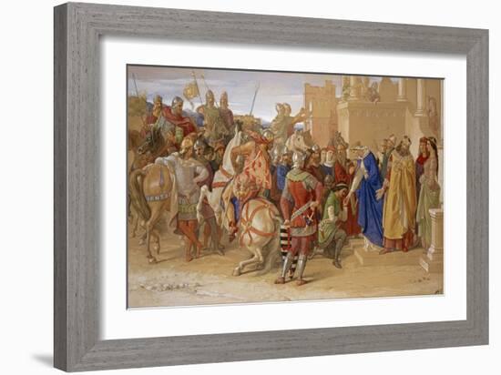 Piety: the Knights of the round Table about to Depart in Quest of the Holy Grail, 1849 (W/C & Bodyc-William Dyce-Framed Giclee Print