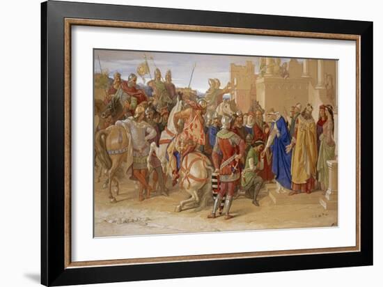 Piety: the Knights of the round Table about to Depart in Quest of the Holy Grail, 1849 (W/C & Bodyc-William Dyce-Framed Giclee Print