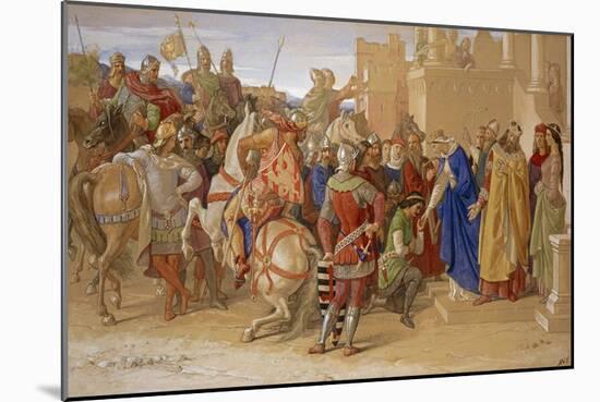 Piety: the Knights of the round Table about to Depart in Quest of the Holy Grail, 1849 (W/C & Bodyc-William Dyce-Mounted Giclee Print