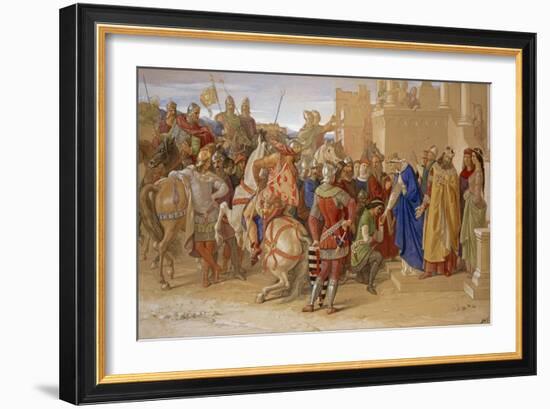 Piety: the Knights of the round Table about to Depart in Quest of the Holy Grail, 1849 (W/C & Bodyc-William Dyce-Framed Giclee Print