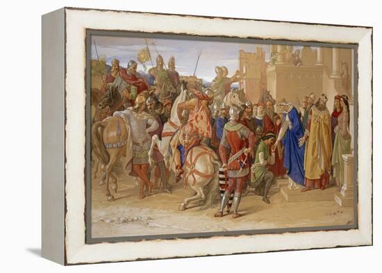 Piety: the Knights of the round Table about to Depart in Quest of the Holy Grail, 1849 (W/C & Bodyc-William Dyce-Framed Premier Image Canvas