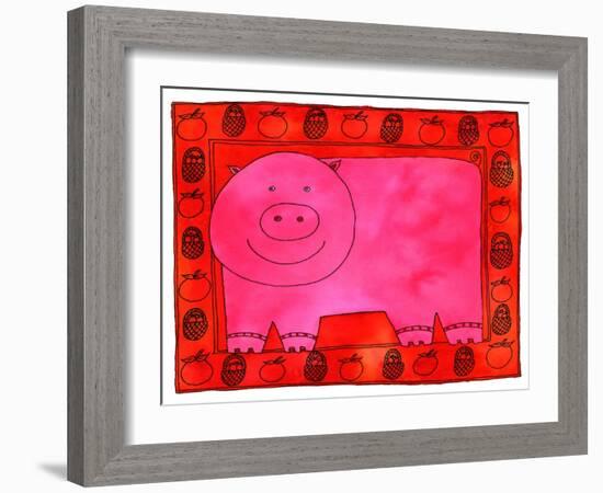 Pig and Apples, 2003-Julie Nicholls-Framed Giclee Print