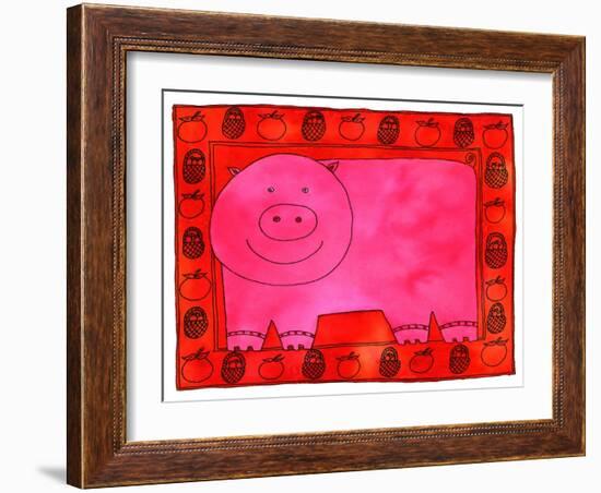 Pig and Apples, 2003-Julie Nicholls-Framed Giclee Print