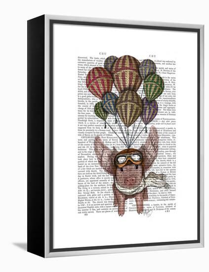 Pig and Balloons-Fab Funky-Framed Stretched Canvas