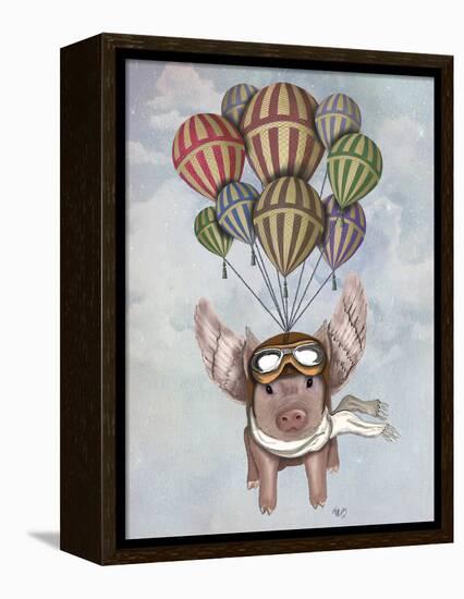 Pig and Balloons-Fab Funky-Framed Stretched Canvas