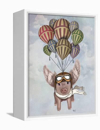 Pig and Balloons-Fab Funky-Framed Stretched Canvas