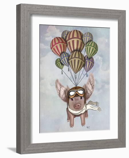 Pig and Balloons-Fab Funky-Framed Art Print