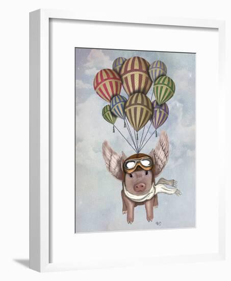 Pig and Balloons-Fab Funky-Framed Art Print