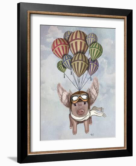 Pig and Balloons-Fab Funky-Framed Art Print