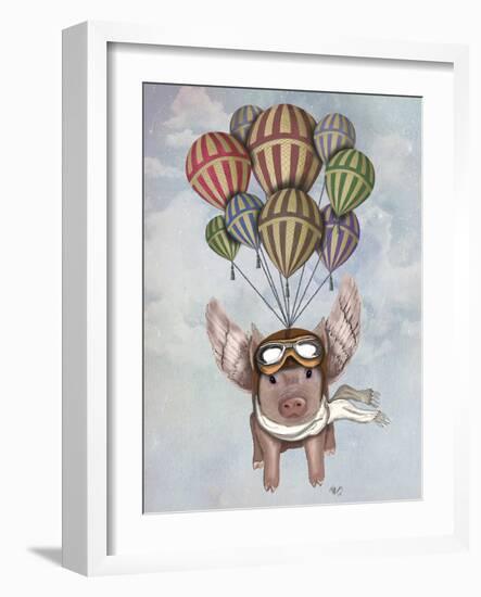 Pig and Balloons-Fab Funky-Framed Art Print