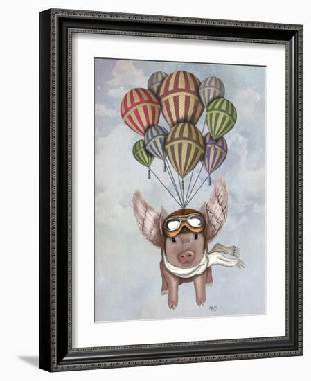 Pig and Balloons-Fab Funky-Framed Art Print