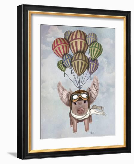 Pig and Balloons-Fab Funky-Framed Art Print