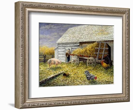 Pig and Chickens-Kevin Dodds-Framed Giclee Print